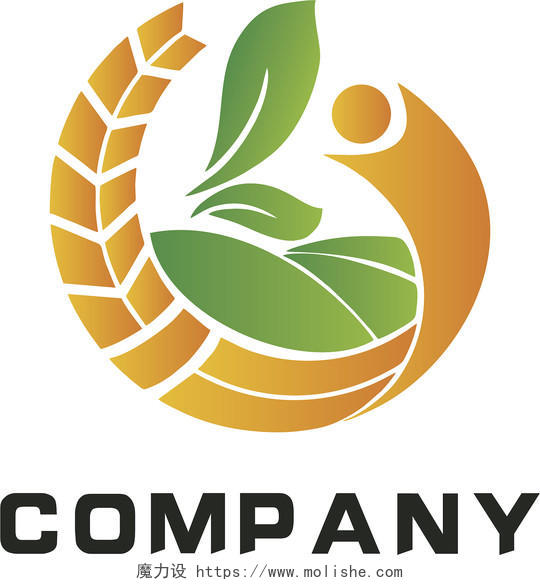 农业logo禾苗logo圆形logo黄色绿色logo